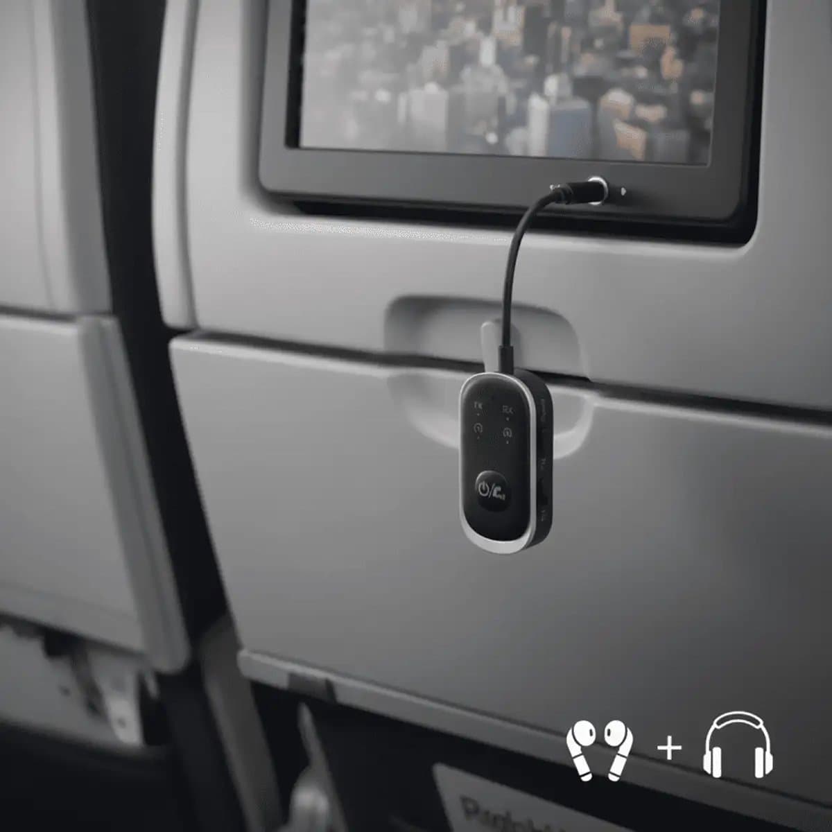 Scapade AirPro Bluetooth Transmitter – Ondersteunt Zender en Ontvanger Modi – Verbindt Met Twee Bluetooth Apparaten Tegelijk – Draadloos Bereik Tot 10 Meter - Zwart