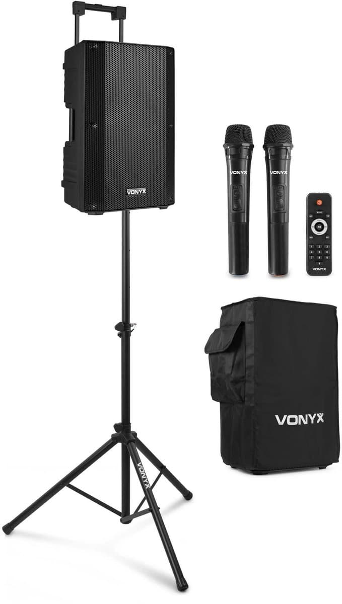 Vonyx VSA500 ABS 12 portable speaker met speakerbeschermhoes en luidsprekerstatief - 800W
