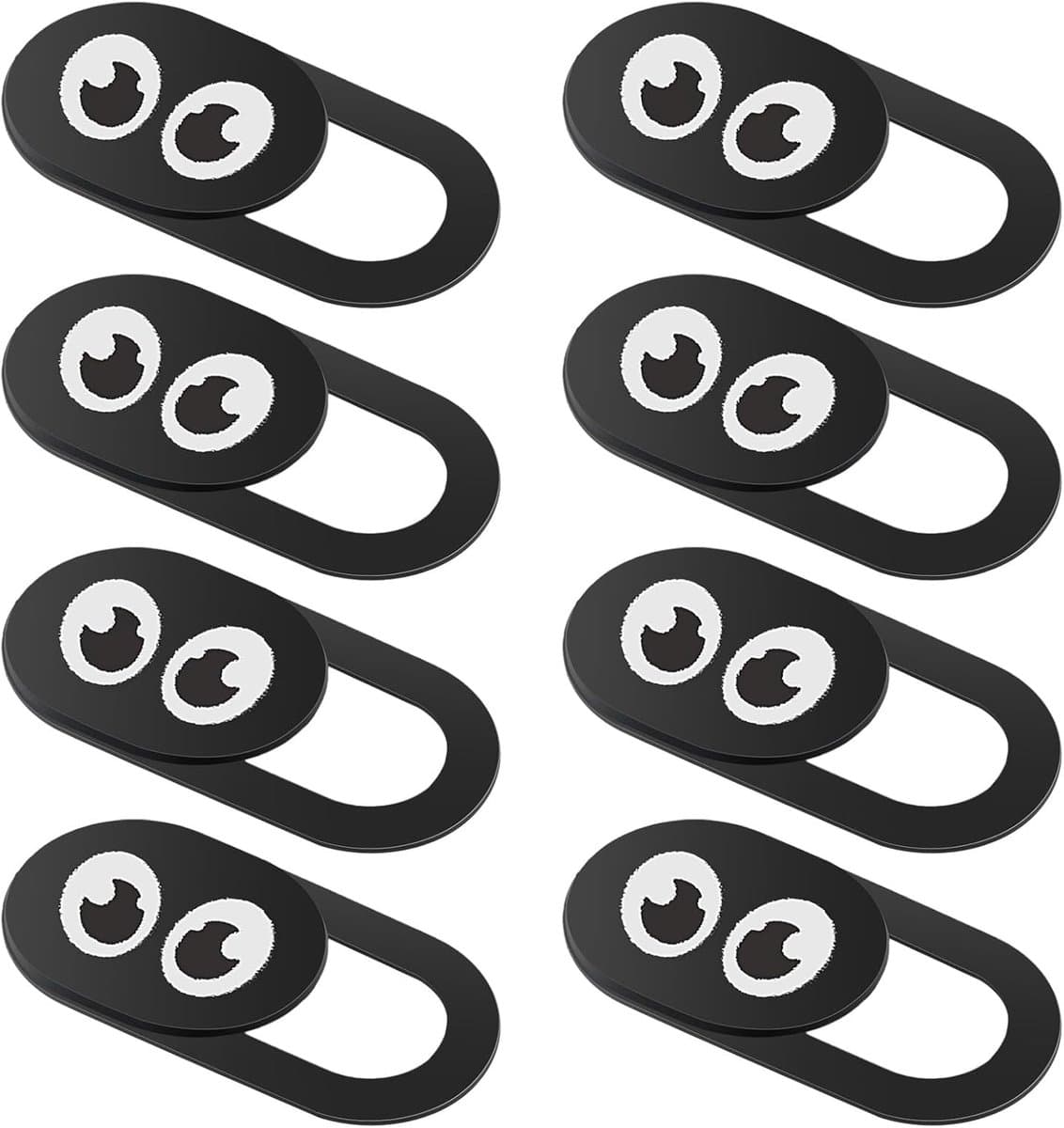 SnelShoppen - 8x Webcam Cover Glijbaan - Dunne Camera Cover voor Telefoon, Laptop en Computer - Privacy Bescherming - ABS - Zwart/Wit - 1,8x0,9 cm - S