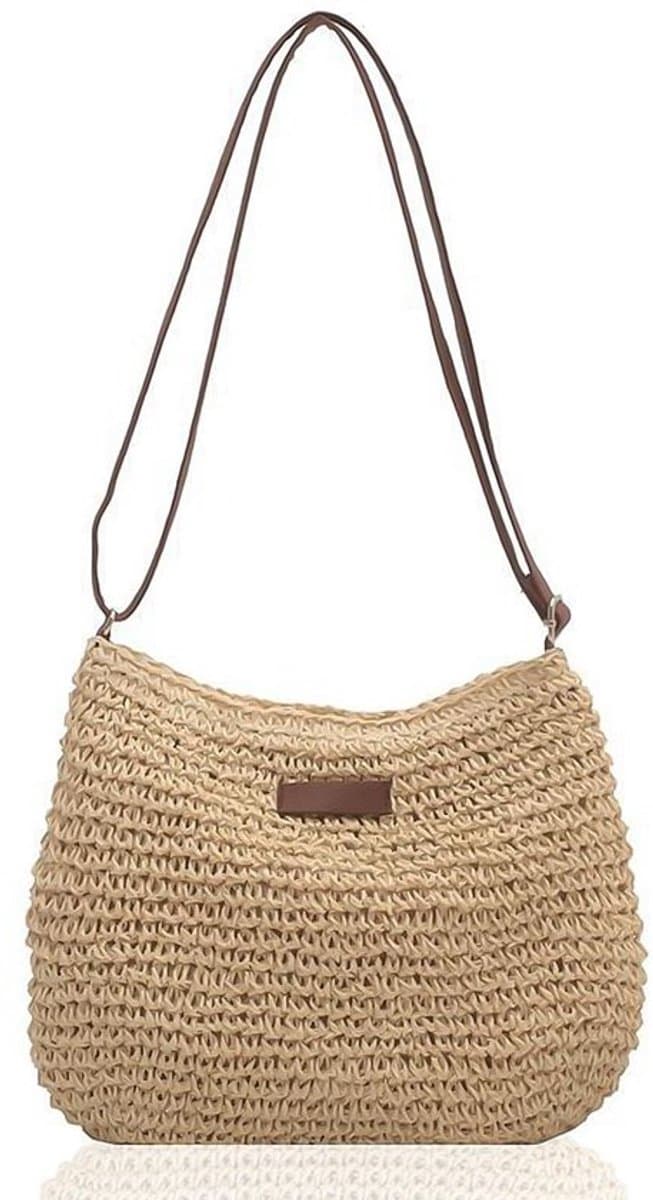 Beige schoudertas dames voor strand en meer