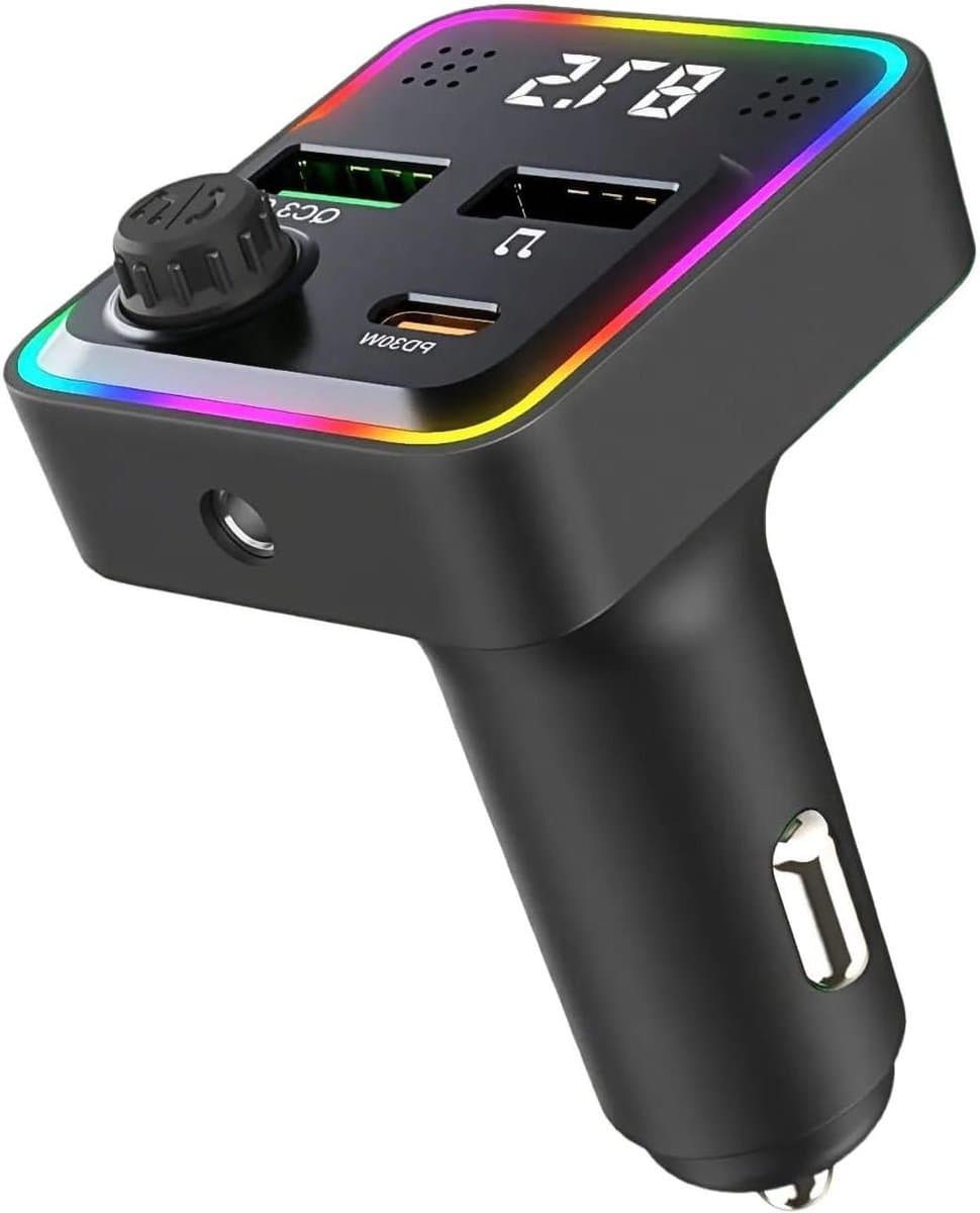Bluetooth FM-zender - Auto Adapter Radio - Muziek Streamen Bellen - Bluetooth 5.3 Stabiel - QC3.0 PD30W - Zwart