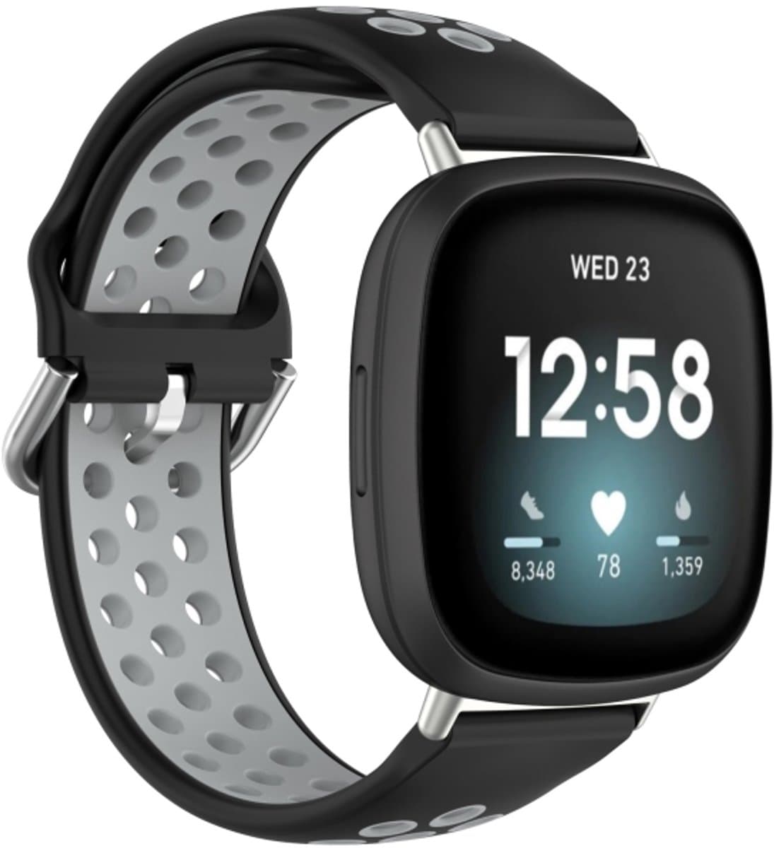 Voor Fitbit Versa 4 / Sense 2 Dual Color siliconen horlogeband (zwartgrijs)