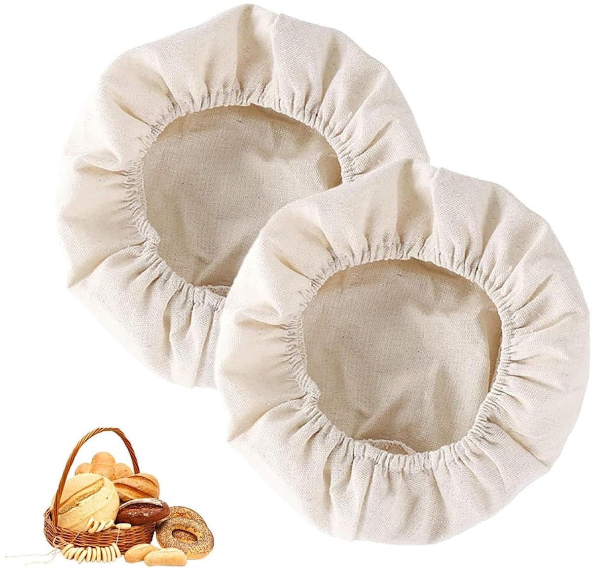 Dailygoods- Broodmand 25,4 cm - 2 Stuks - Stoffen Voering - Banneton - Natuurlijke Doek - Bakbenodigdheden