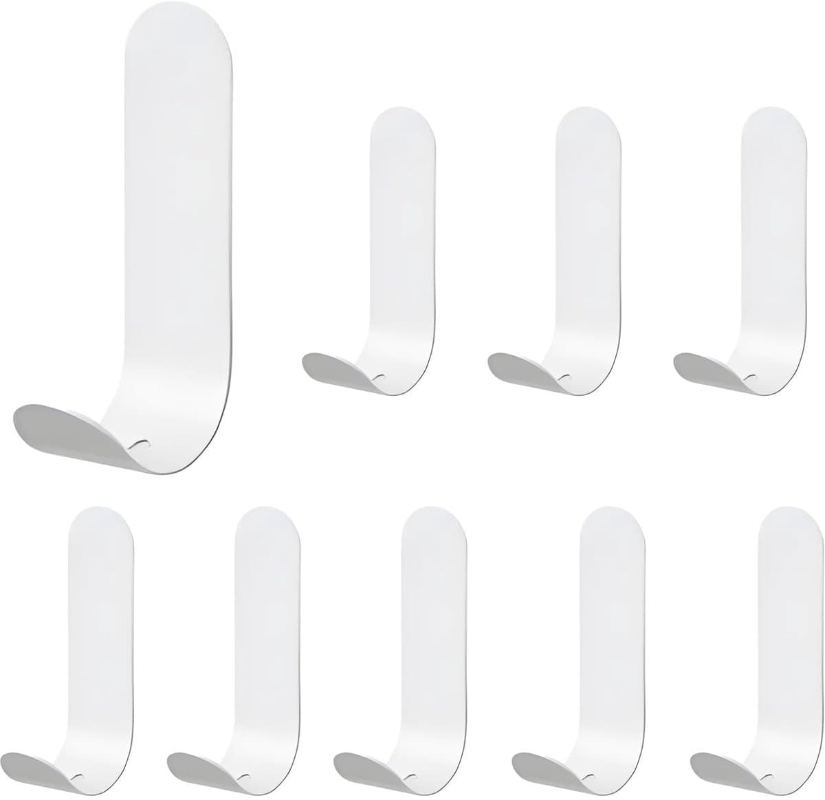 Dailygoods- Zelfklevende Haken 9 Stuks - Roestvrij Staal - Sterke Kleefhaken - Geen Boren Vereist - Ideaal voor Wand/Badkamer/Keuken - 6 cm x 2,5 cm - Wandhaak