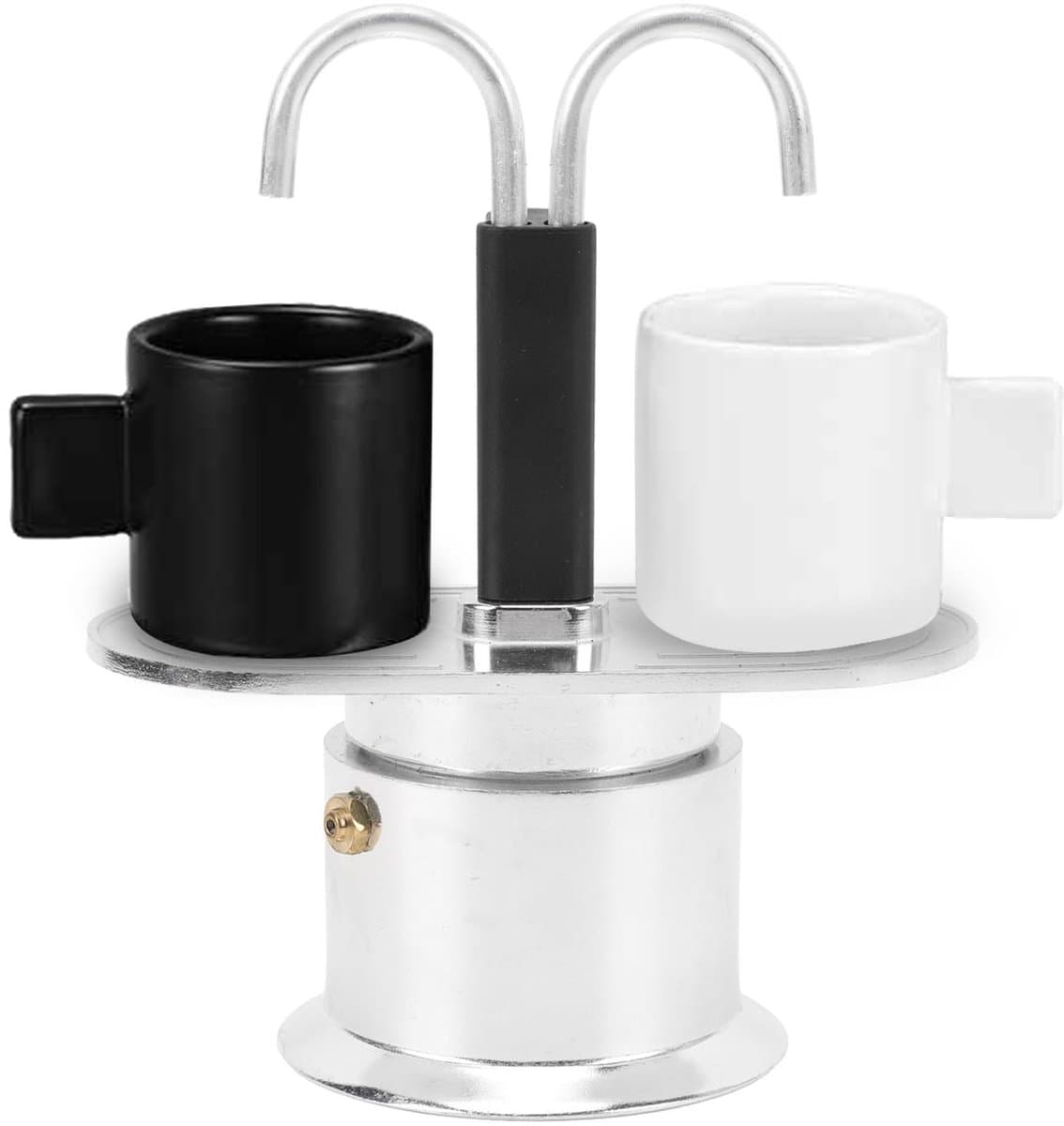 Dailygoods- Espressomachine Italiaanse Stijl - Koffiezetapparaat met Dubbele Kop - Koffiepot 100 Ml - Compact Formaat - Aluminiumlegering - Doe-het-zelf Koffie