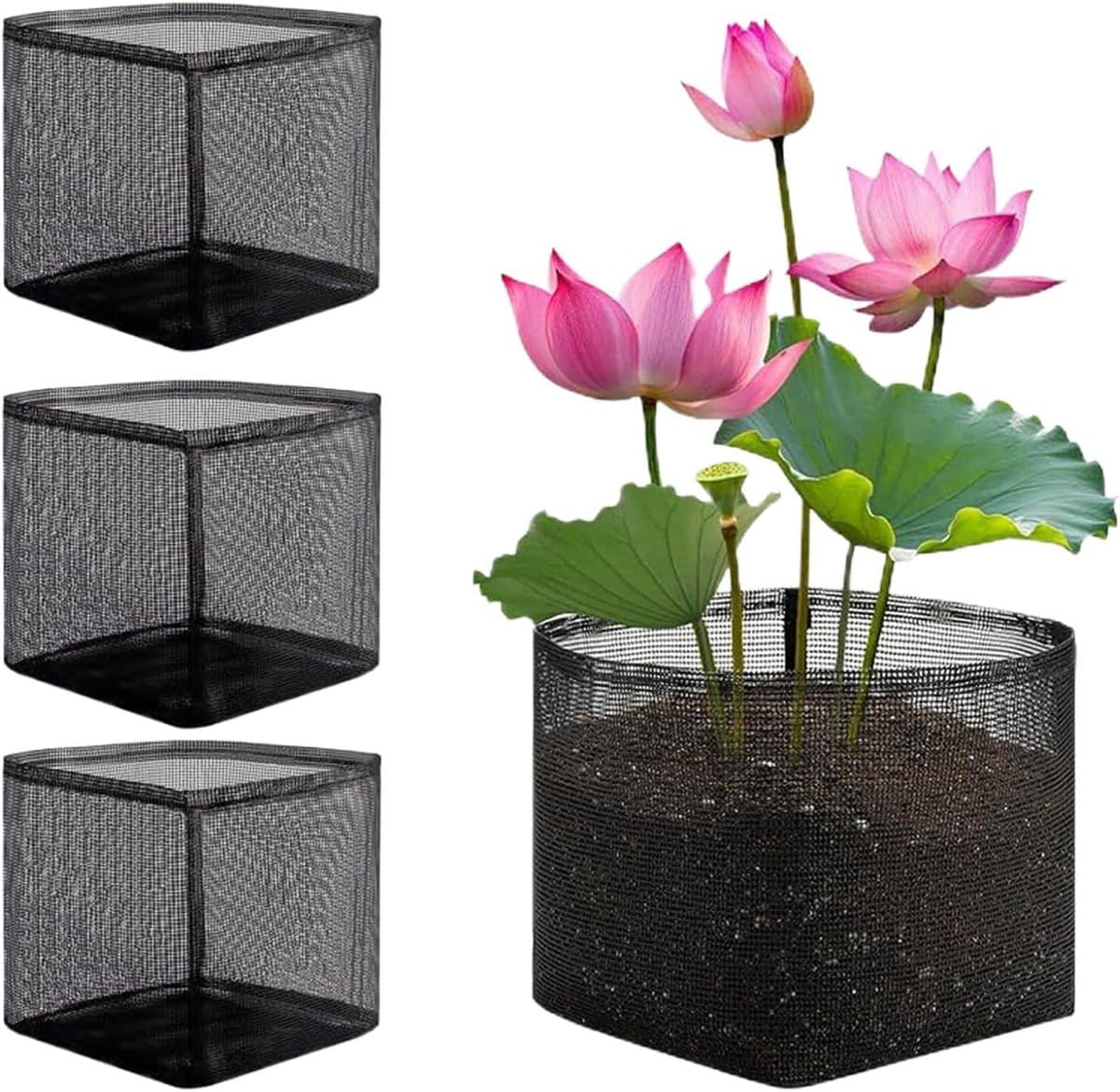 Vijvermanden Planten - Plantenbakken Waterplanten - Planten Organiseren - Ademende Mesh Basis - 4 stuks - Groen