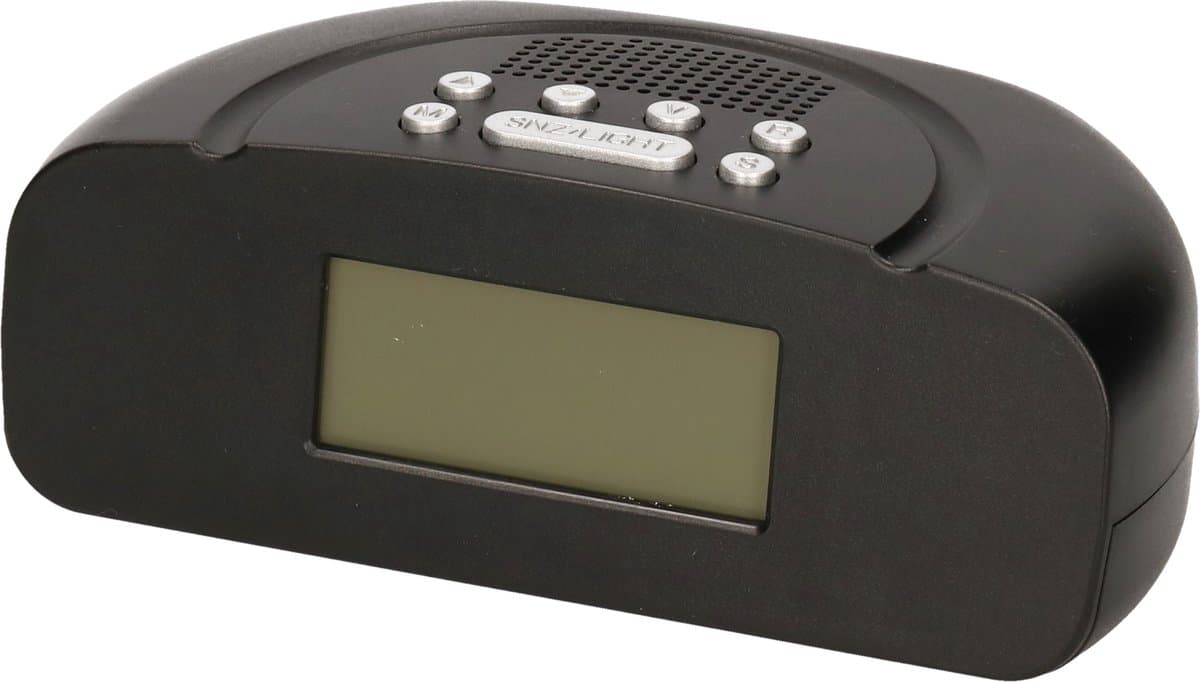 Zwarte wekkerradio / alarmklok 20 cm - Slaapkamer - Wekkers/klokken op USB/batterijen