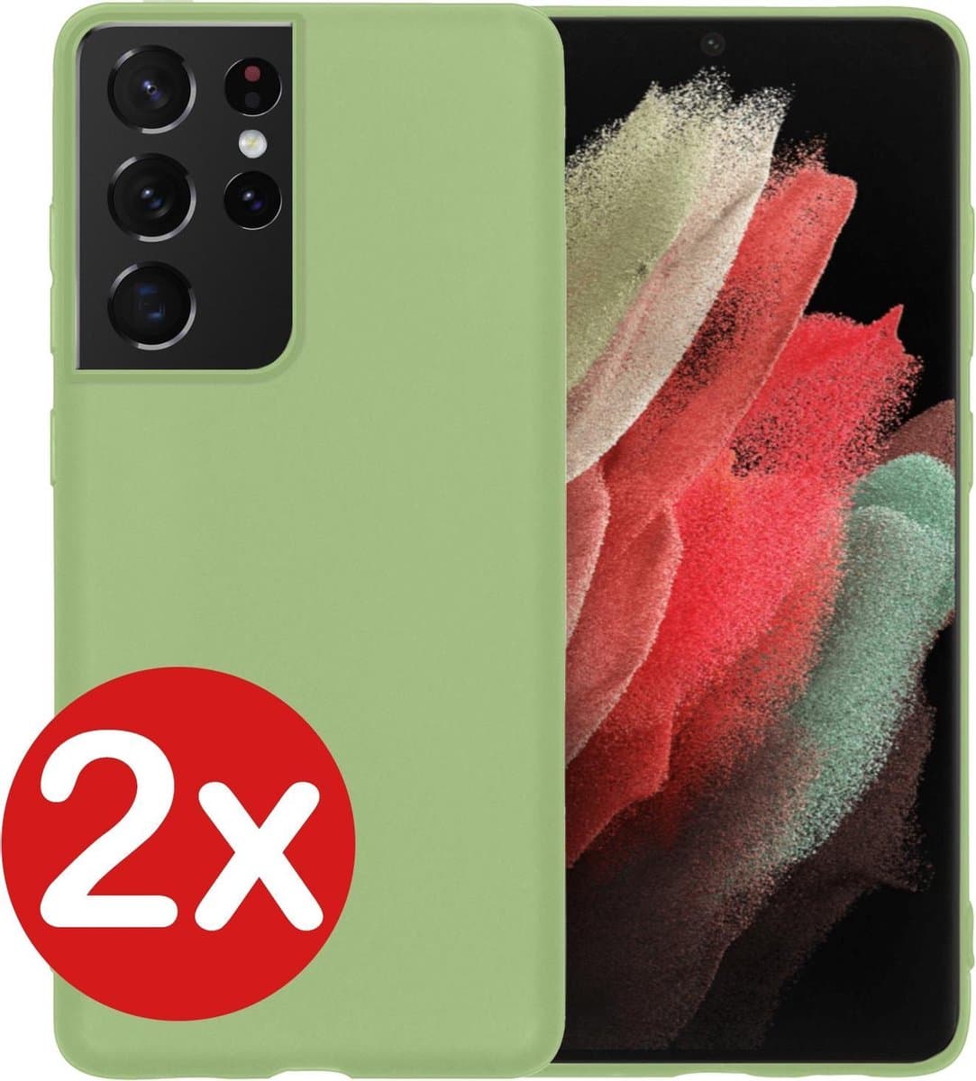 Hoesje - 2 Stuks - Geschikt voor Samsung Galaxy S21 Ultra - Sterk & Shockproof - Telefoonhoes - Back Cover - Case Siliconen - Telefoon Hoes - Groen