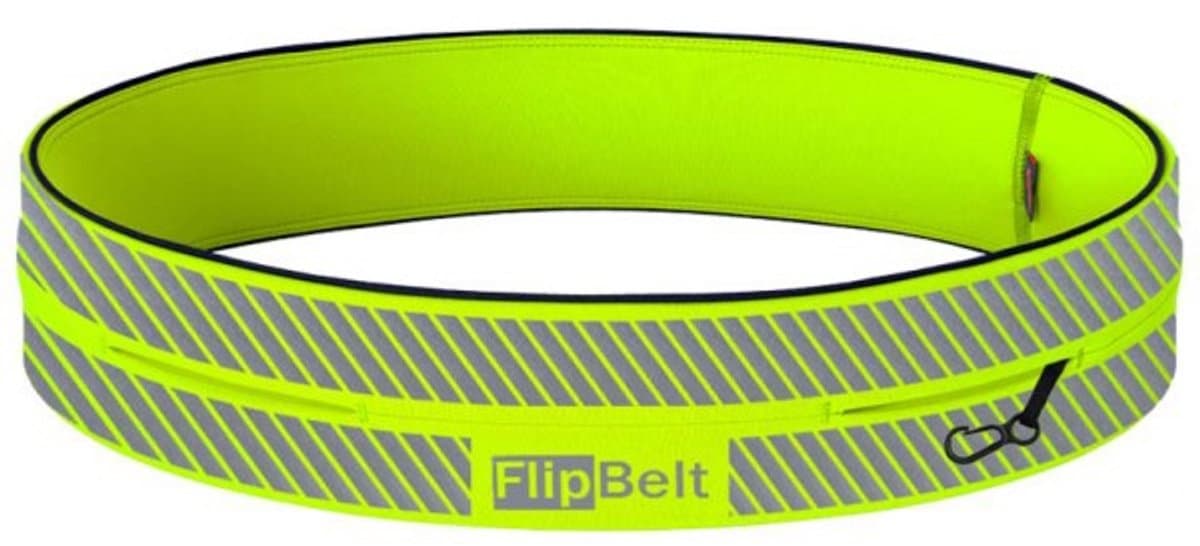 FlipBelt Classic Reflecterend - Running Belt – Hardloopriem voor Telefoon, Water en Meer – Unisex – Neon Geel - L