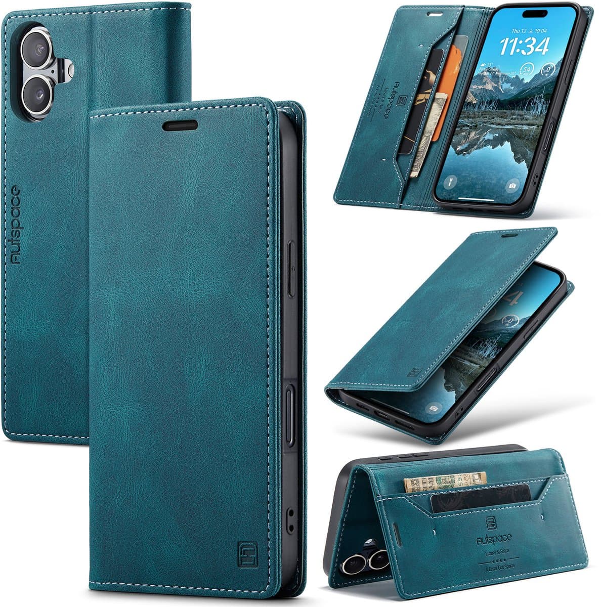Luxe Flip Case met RFID Bescherming Kaarthouder en Magneetsluiting voor Apple iPhone 16 Plus _ Blauw