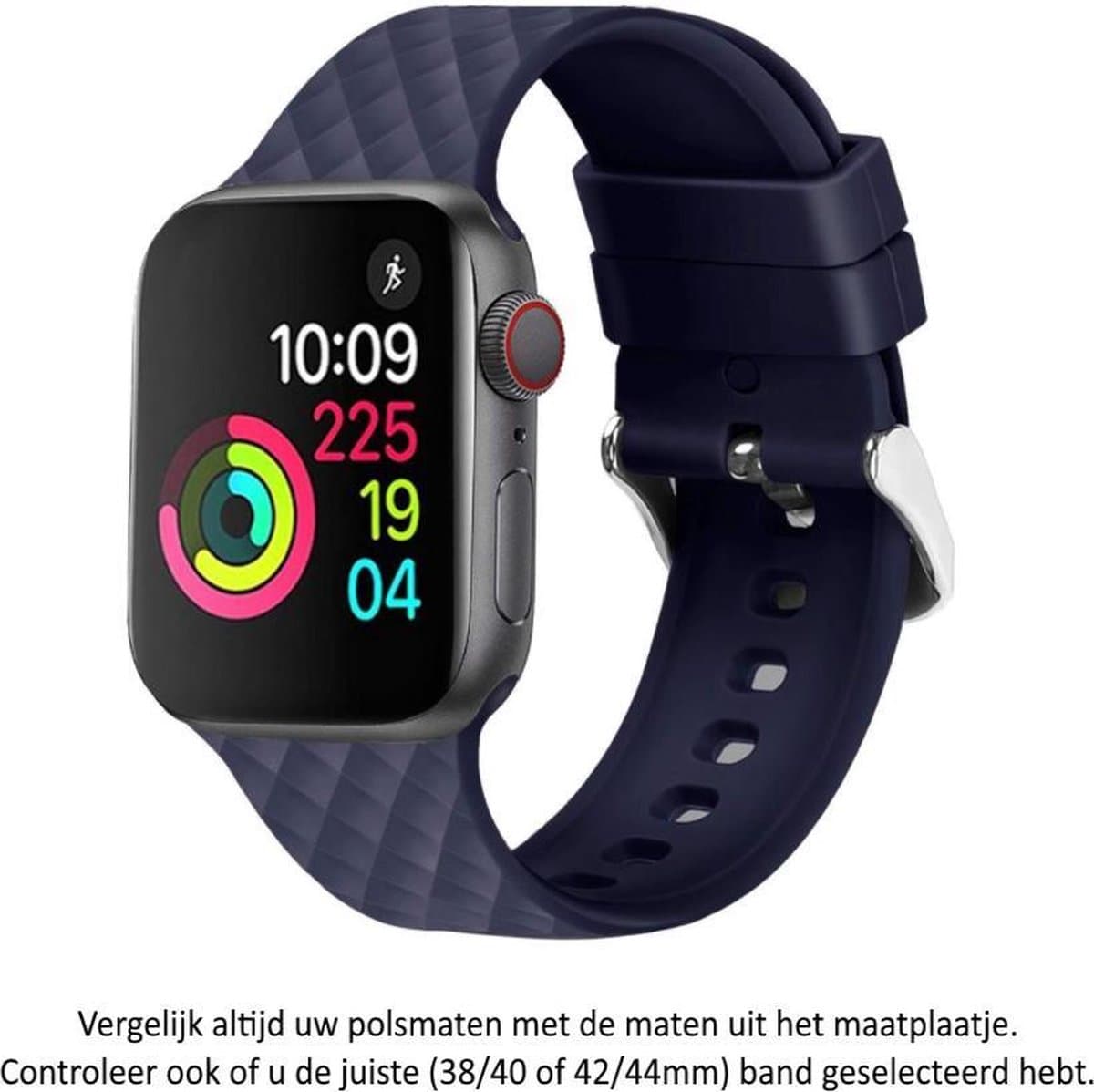 Zee Blauw Siliconen sporthorloge Band geschikt voor Apple Watch 1, 2, 3, 4, 5, 6, 7, 8, SE, 38mm & 40mm "Vrouwenbreedte" Series – Maat: zie maatfoto - Soepel hoogwaardig siliconen - 38 mm en 40 mm - Blue