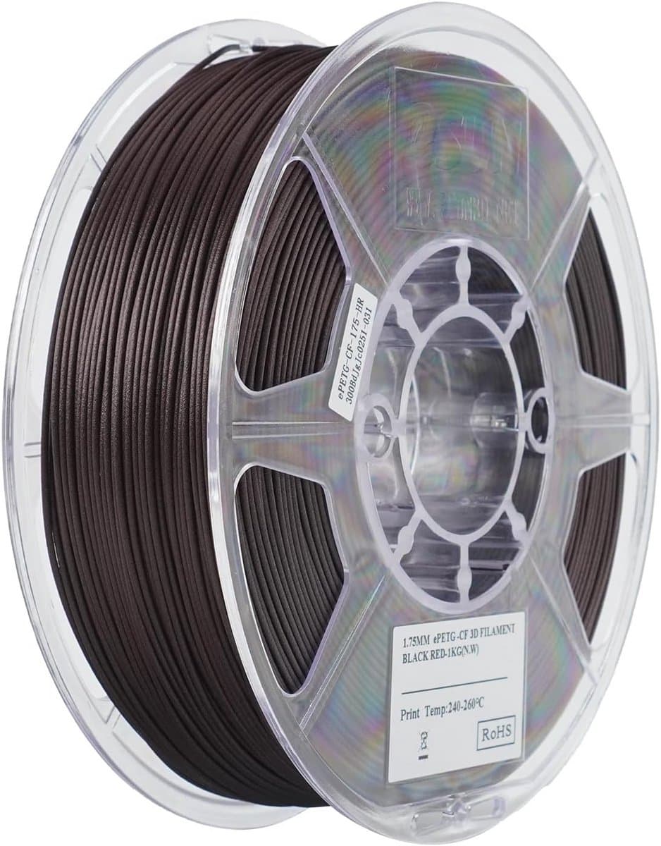 PETG-CF Carbon Fiber Filament 1.75mm - Sterk 1KG Zwart Rood voor FDM 3D Printers