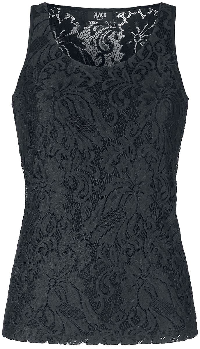 Black Premium by EMP Zwart kanten topje - Dames - M