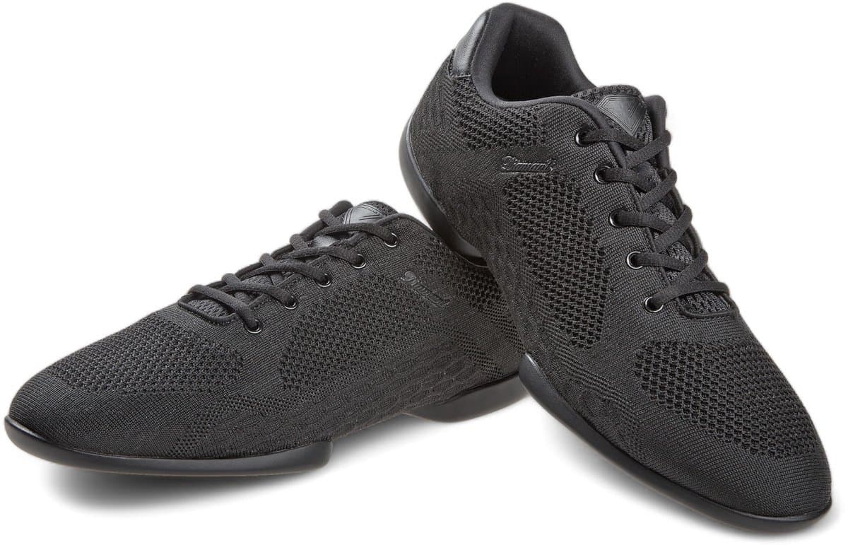 Diamant Dans Sneaker TUNE - Flexibel dansen binnen en buiten - Lichtgewicht - Gesplitste zool - Twee spinpoints - Unisex - Zachte voetbed - Ademend Mesh - Salsa, Bachata, Zouk - Diamant - Zwart - 35