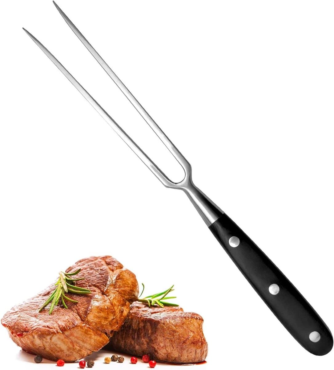 Roestvrijstalen vleesvork met handvat - 30 cm, multifunctioneel voor grill, keuken en diner