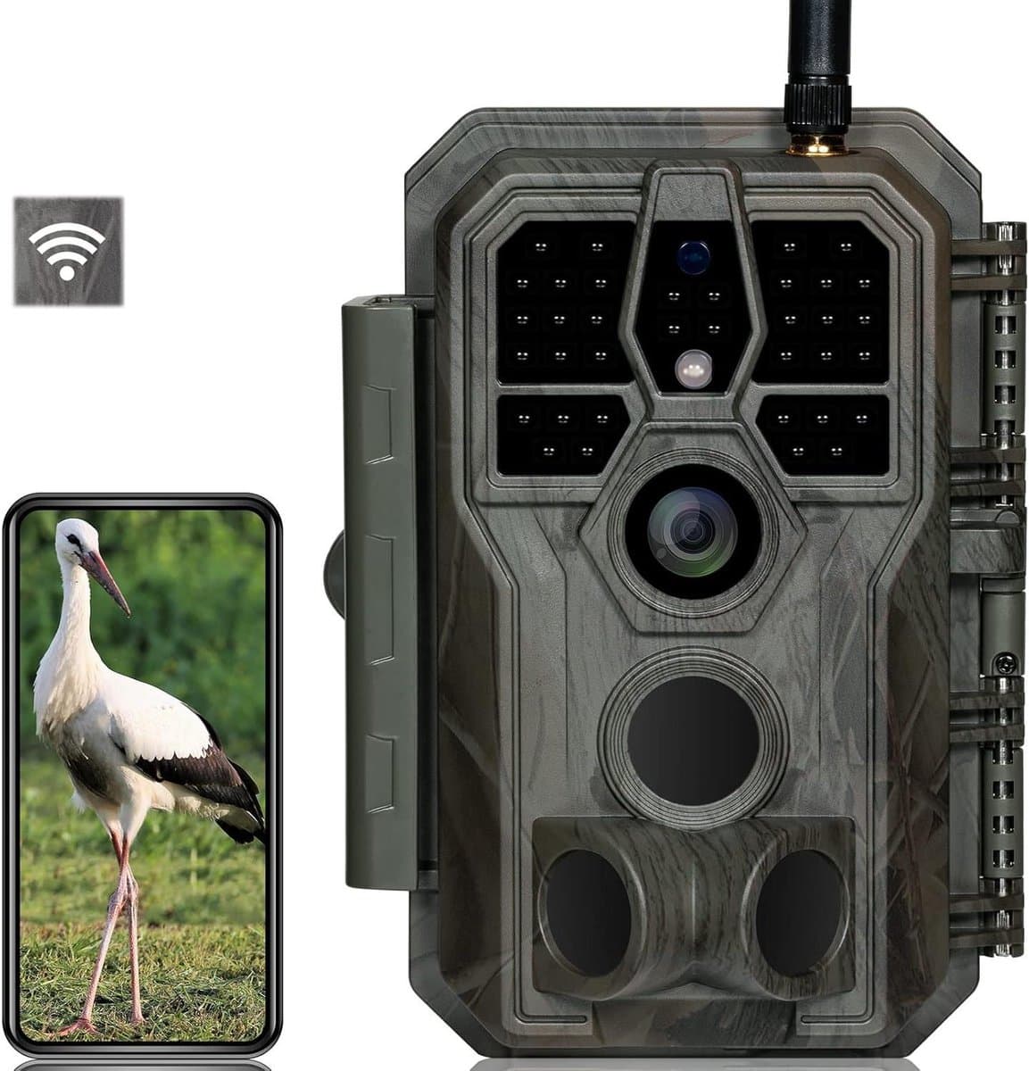 Spy Camera Wildcamera met wifi 64 MP H.264 1296P video - 27 m infrarood nachtzicht bewegingsmelder - wilddierencamera - wifi overdracht via mobiele telefoon - 01 s snelle trigger - IP66