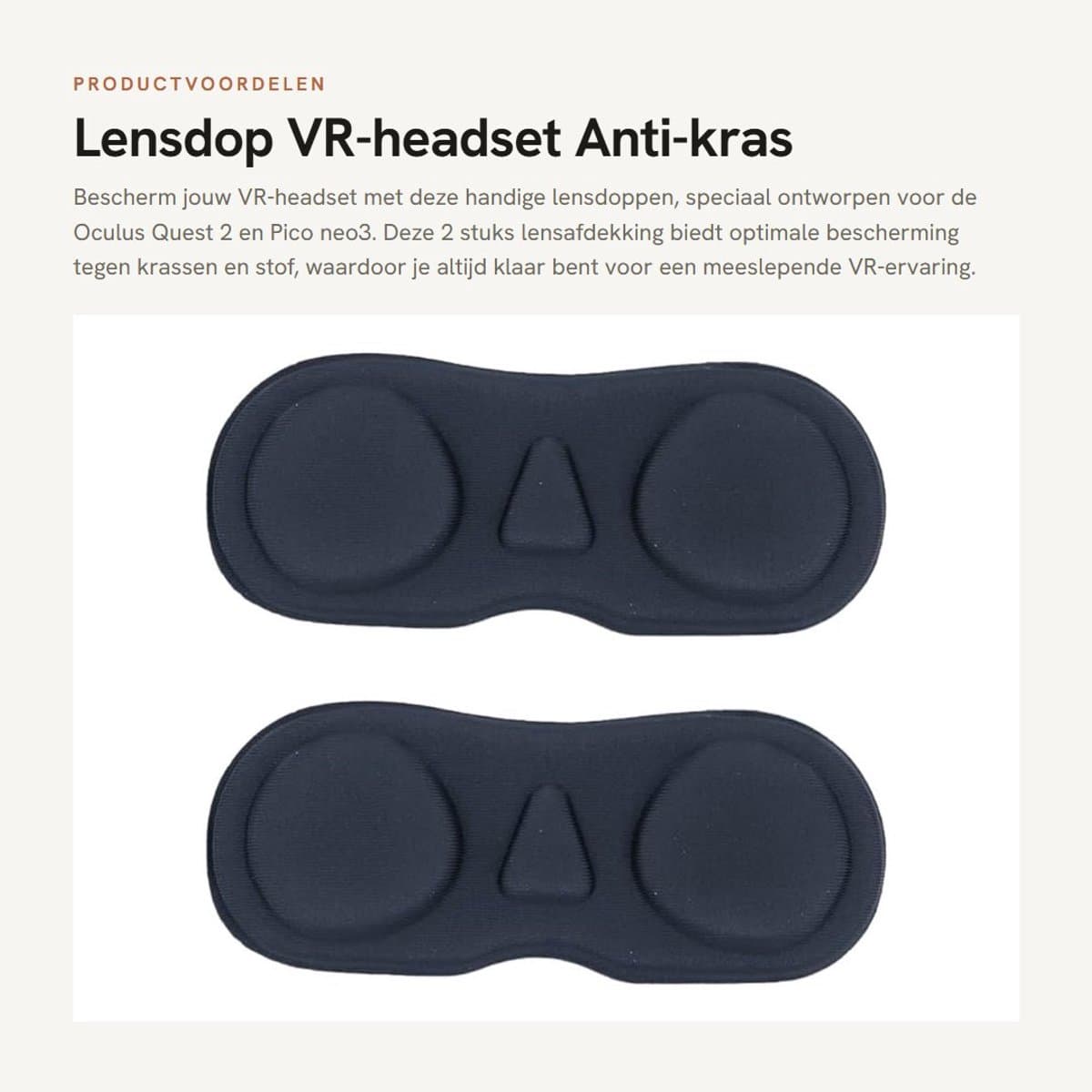 Dailygoods - Lensdop VR-headset - Anti-kras stofbescherming - Zacht EVA-materiaal - Geschikt voor Oculus Quest 2 en Pico neo3 - 2 stuks