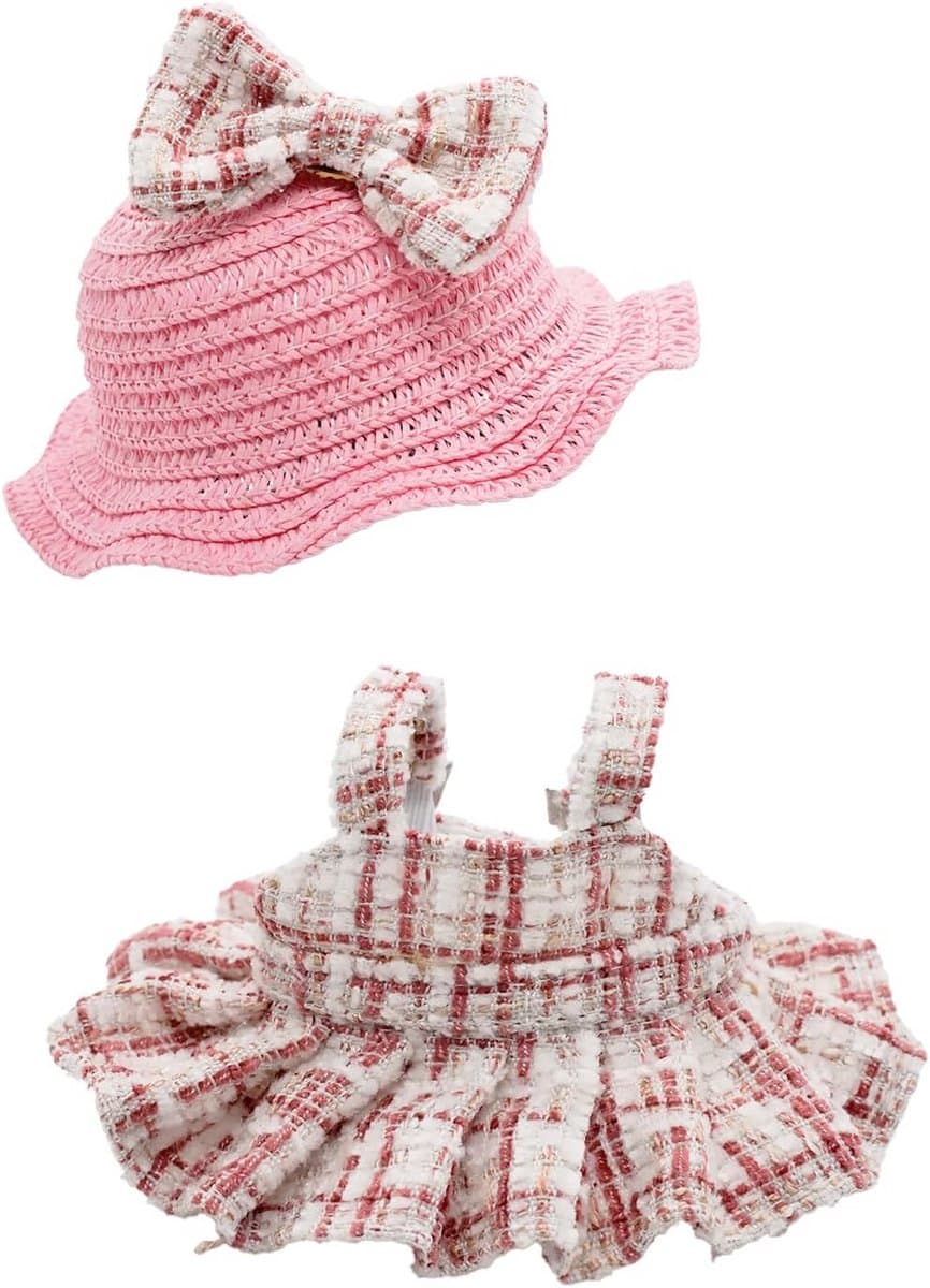 Handgemaakte Poppenkleding Set (3-delig) voor 17 cm Poppen in Puur Roze