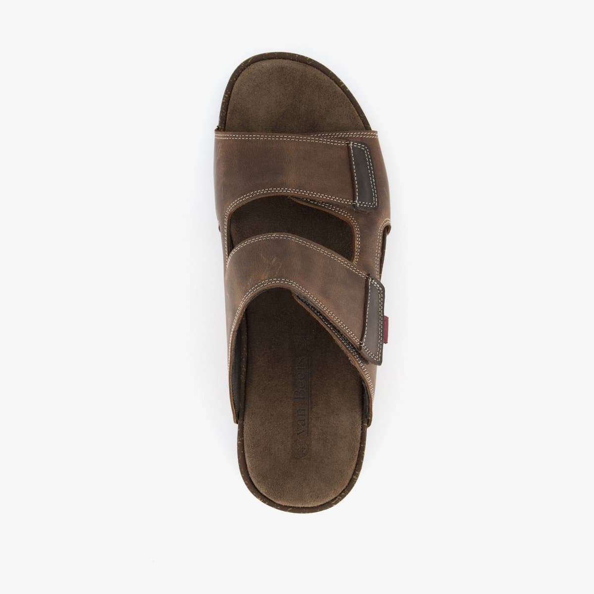 Van Beers leren heren slippers bruin - Maat 44