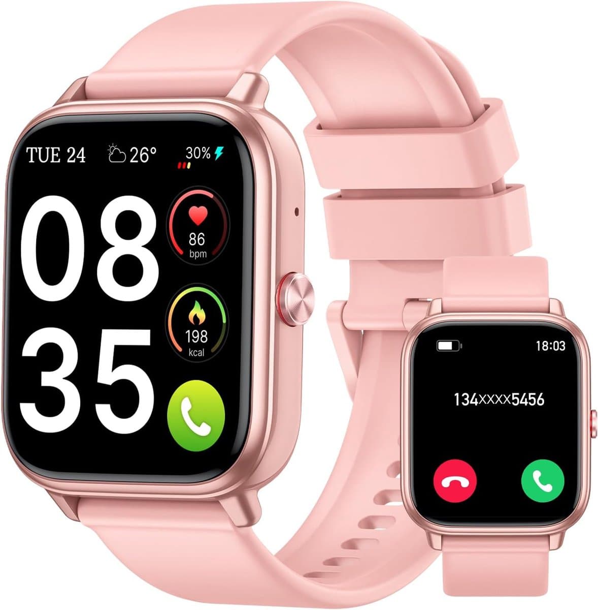 Smartwatch voor Mannen en Vrouwen, 1,83" HD Horloge met Bluetooth Bellen, 110+ Sportmodi, Fitness Tracker met 1000mAh Batterij, 20 Dagen Batterijduur, IP68 Waterdichte Smartwatch voor Android/iOS