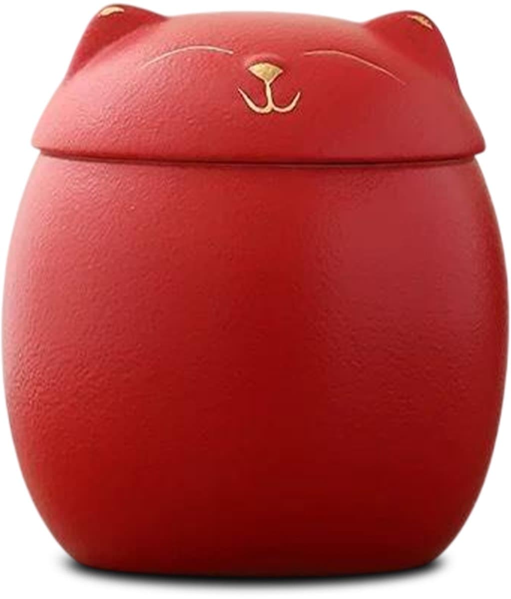 Akerz Mini Urn Hond & Kat Rood – Herinneringsurn Huisdier – 160 ml – Aluminium – Inclusief Beschermzakje – Voor Dierenas en Herinneringsas