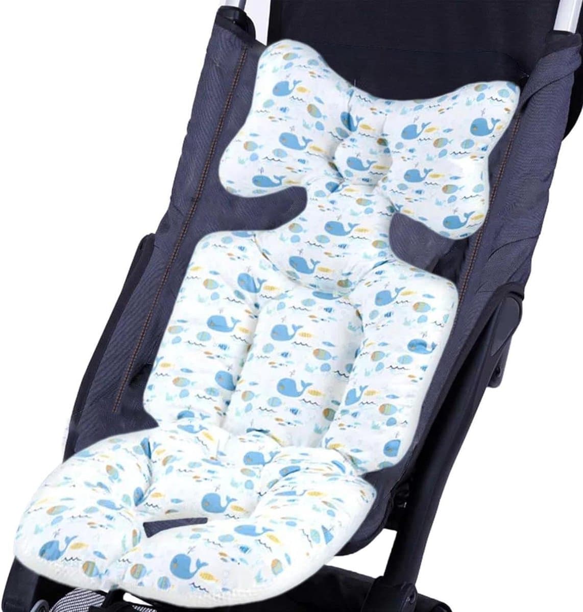 Autostoelkussen Baby - Kinderwagenmat - Comfortabel Reizen - Ademend Mesh Ontwerp - 68 x 34 cm - Blauw
