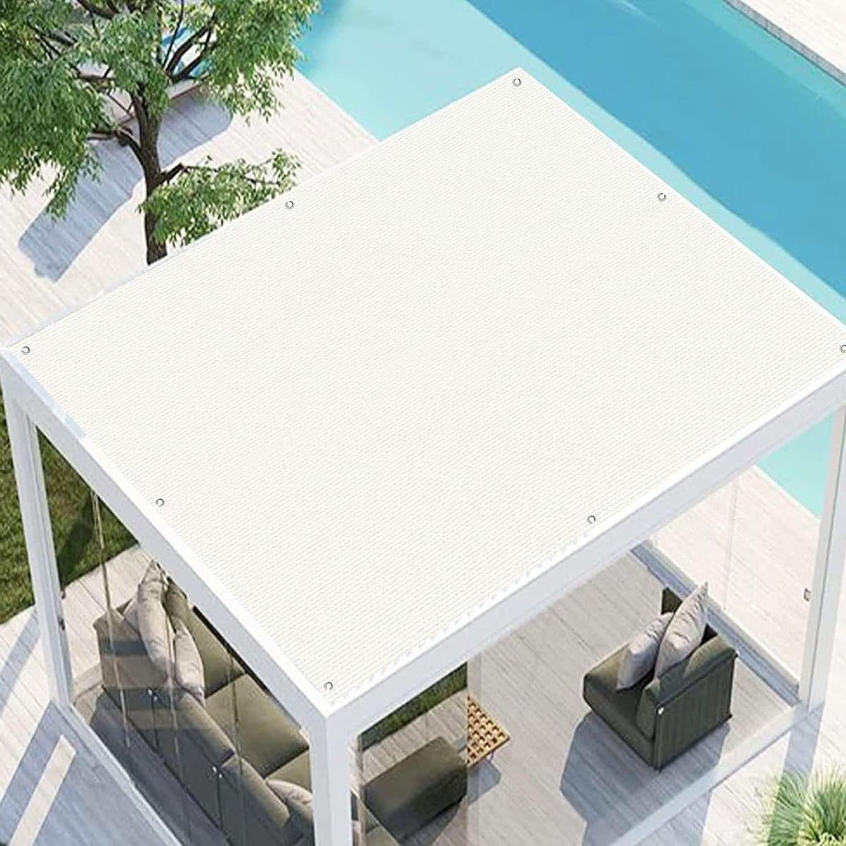 Schaduwdoek Balkon - Zonnescherm Privacydoek - Balkon Afschermen - UV-bestendig HDPE - 2.5x3.2m - Wit