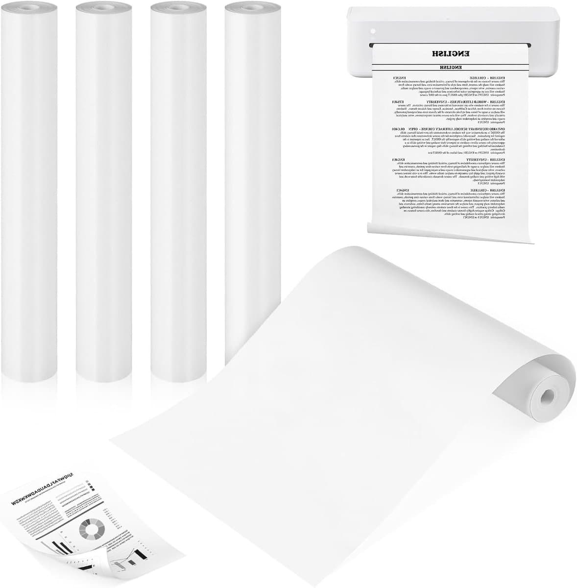 5 Rollen A4 Thermisch Papier, BPA-vrij, Geschikt voor Draagbare Printers, Sneldrogend, 210 mm x 7 m, Ideaal voor Fotoafdrukken en Notities