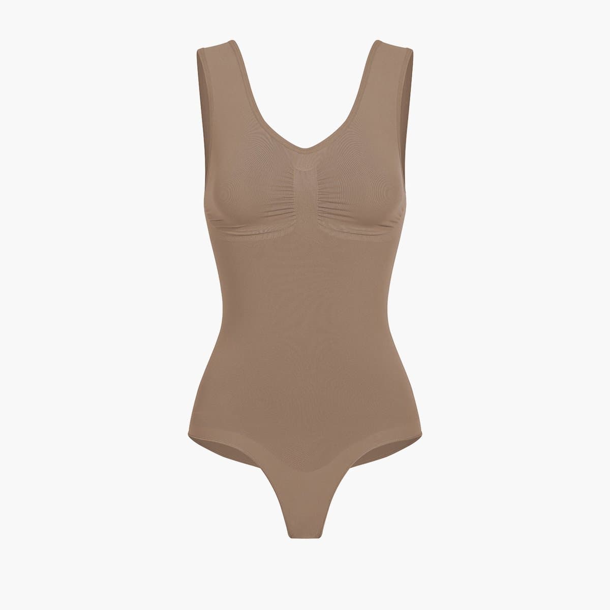 cfab - Tanktop bodysuit met corrigerende werking en koordjes - Caramel - XL - Corrigerende Body - Naadlos - corrigerend ondergoed dames