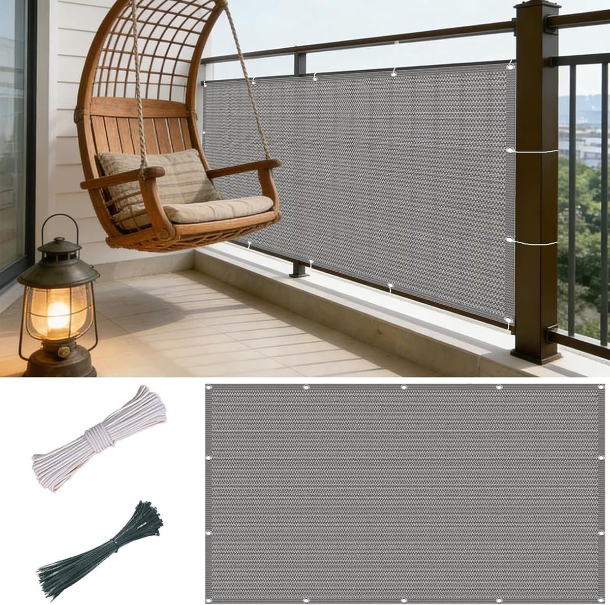 Balkonbekleding - Balkonscherm Zichtwering - Privacy op Balkon - 95% UV-Bescherming - 160 x 475 cm - Grijs