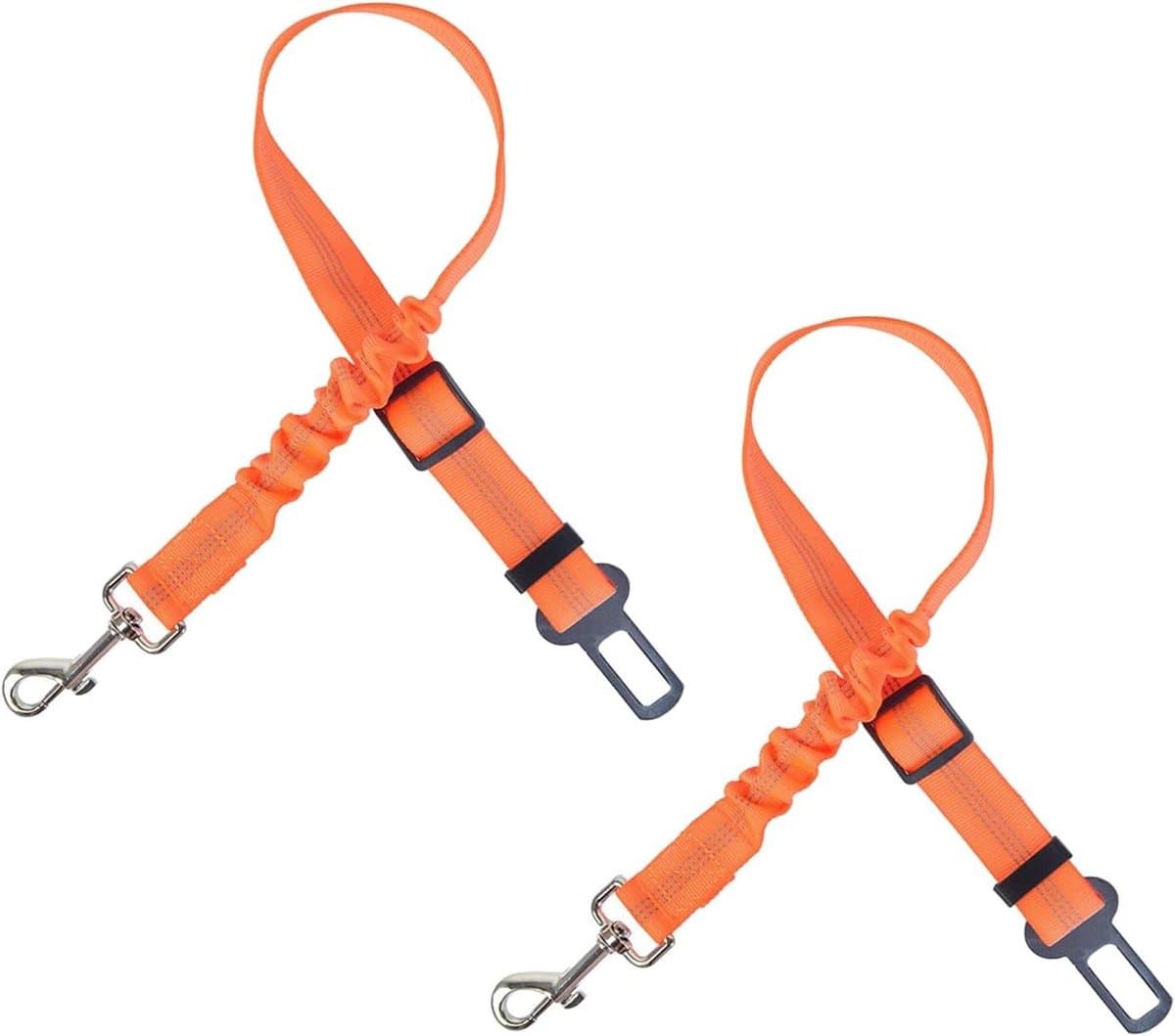 Honden Autogordel - Veiligheidsharnas Auto - Reis Veiligheid - Elastische Buffer - Verstelbaar - Oranje