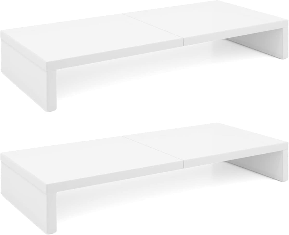 Monitor Stand Riser - Bureau Verhoger - Thuiswerkplek Inrichten - Stapelbaar Ontwerp - 20 Inch Breed - Wit