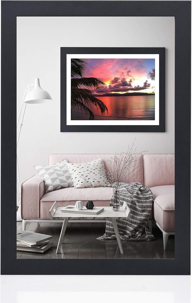 Fotolijst Zwart Mat - Wissellijst Posterformaat - Wanddecoratie Thuis - Echt Hout MDF Frame - 61 x 91.5 cm