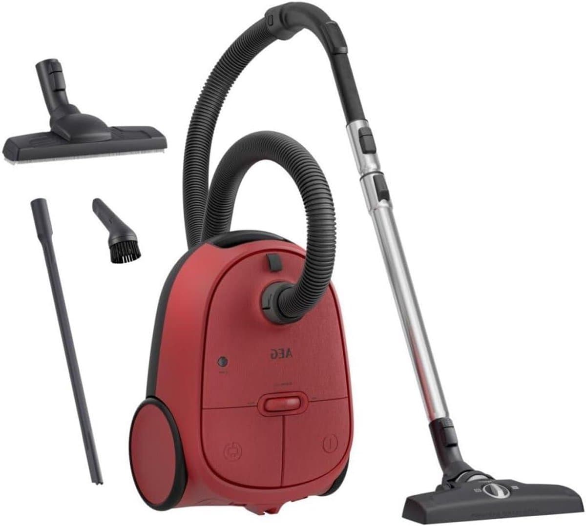Steelstofzuiger - Stofzuiger met zak - Huishouden Schoonmaken - 3 Vermogensniveaus - 650W - Rood Zwart