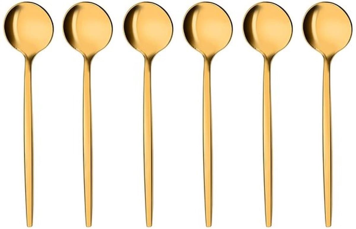 Elegante koffielepels set van 6 - Goudkleurig roestvrij staal - Vaatwasmachinebestendig