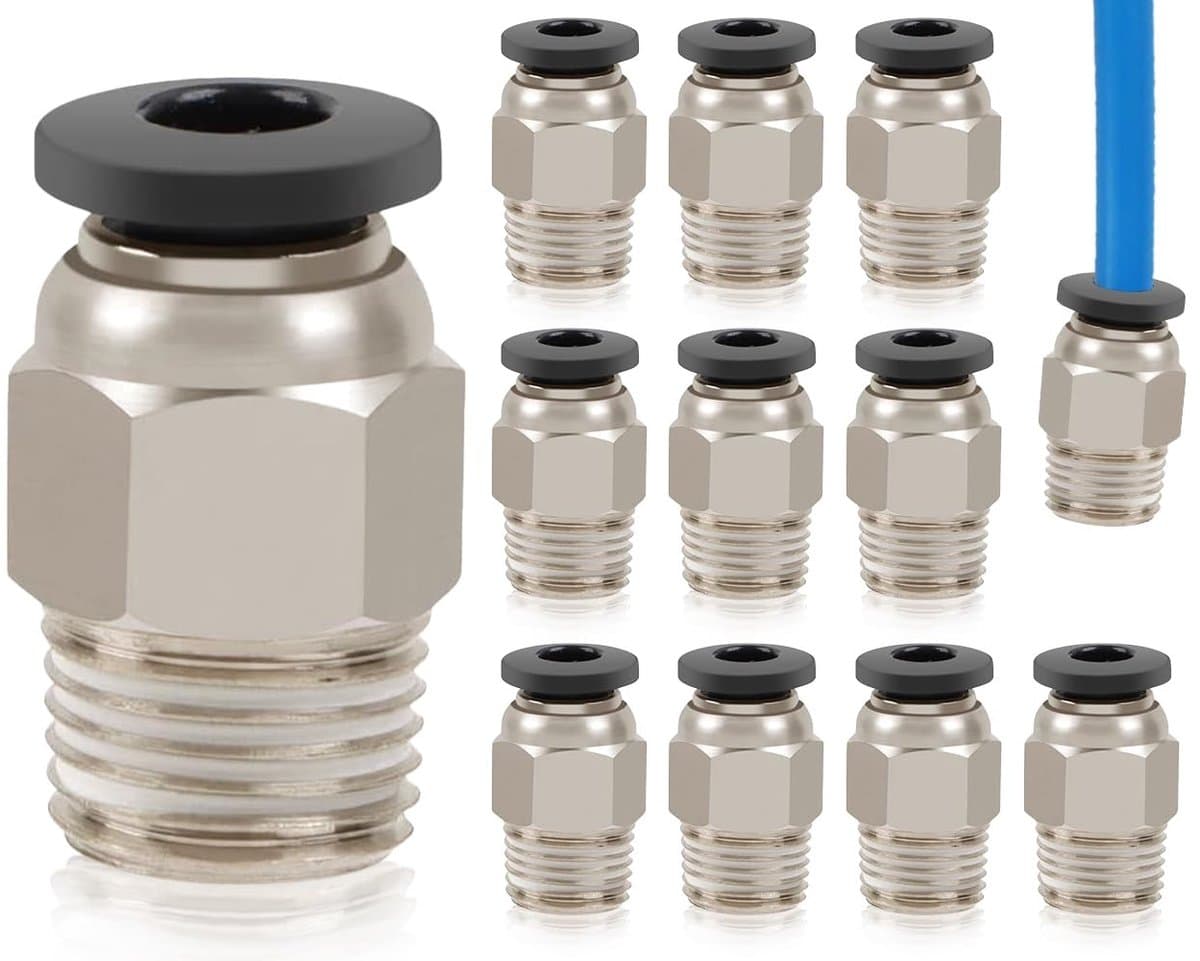 Dailygoody - PC4-M10 stekker - pneumatische connectoren - snelle aansluiting - zilver - 10 stuks - ideaal voor 3D-printers - duurzame kwaliteit