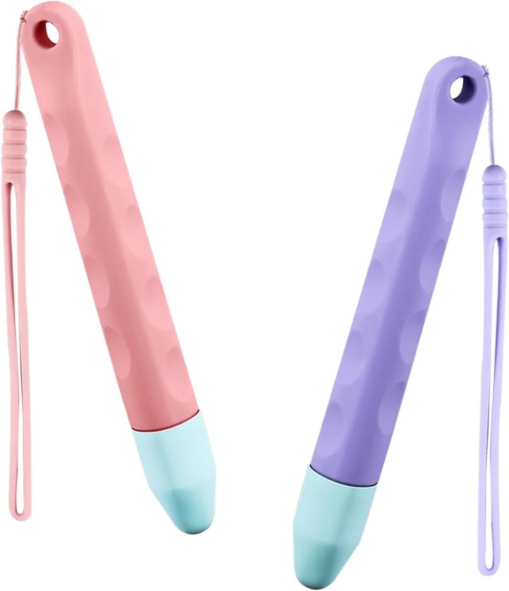 Set van 2 Kindertablet Stiften voor Touchscreen, Geschikt voor Tablets, Smartphones en Smartwatches, Perfect voor Kinderen in Paars en Roze