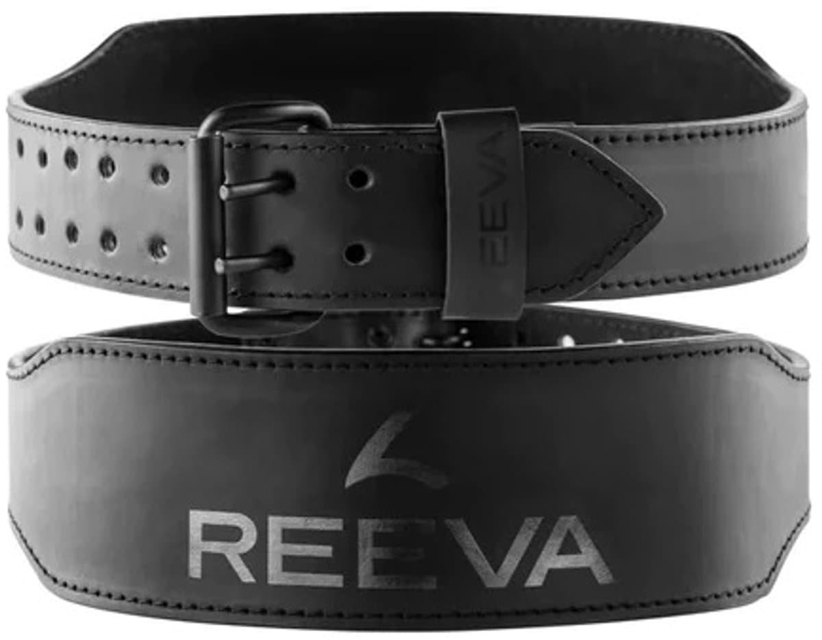 Reeva Lifting Belt met Dubbele Gesp - Maat XL - 6 mm - Zwart Leren Gewichthefriem met 6mm dikte