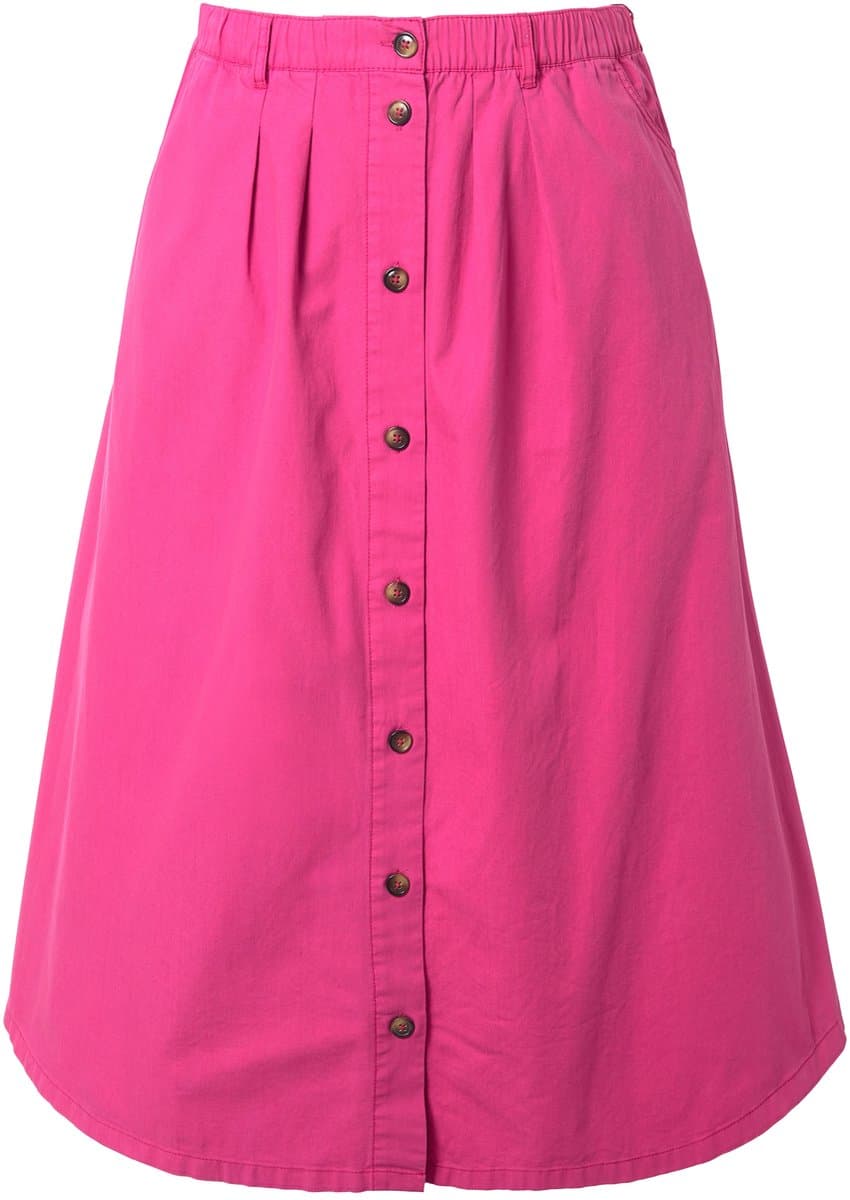 Ulla Popken - Dames - Jeansrock A-lijn sierknopen elastische tailleband - Zomerbes - Maat 50+
