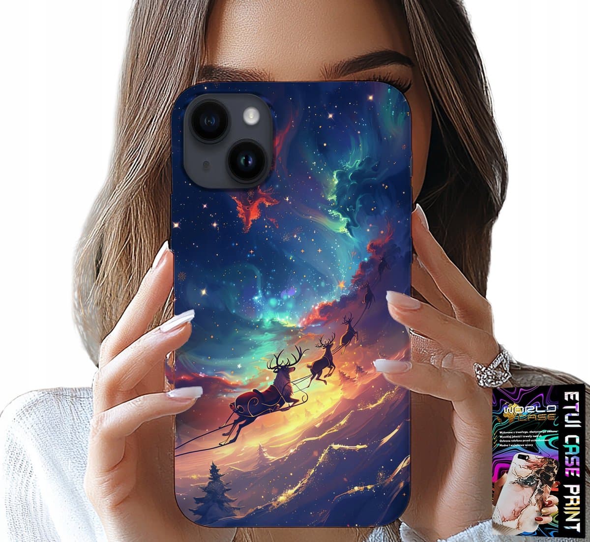 iPhone 15 Plus hoesje - Rendier Sweet Christmas patroon