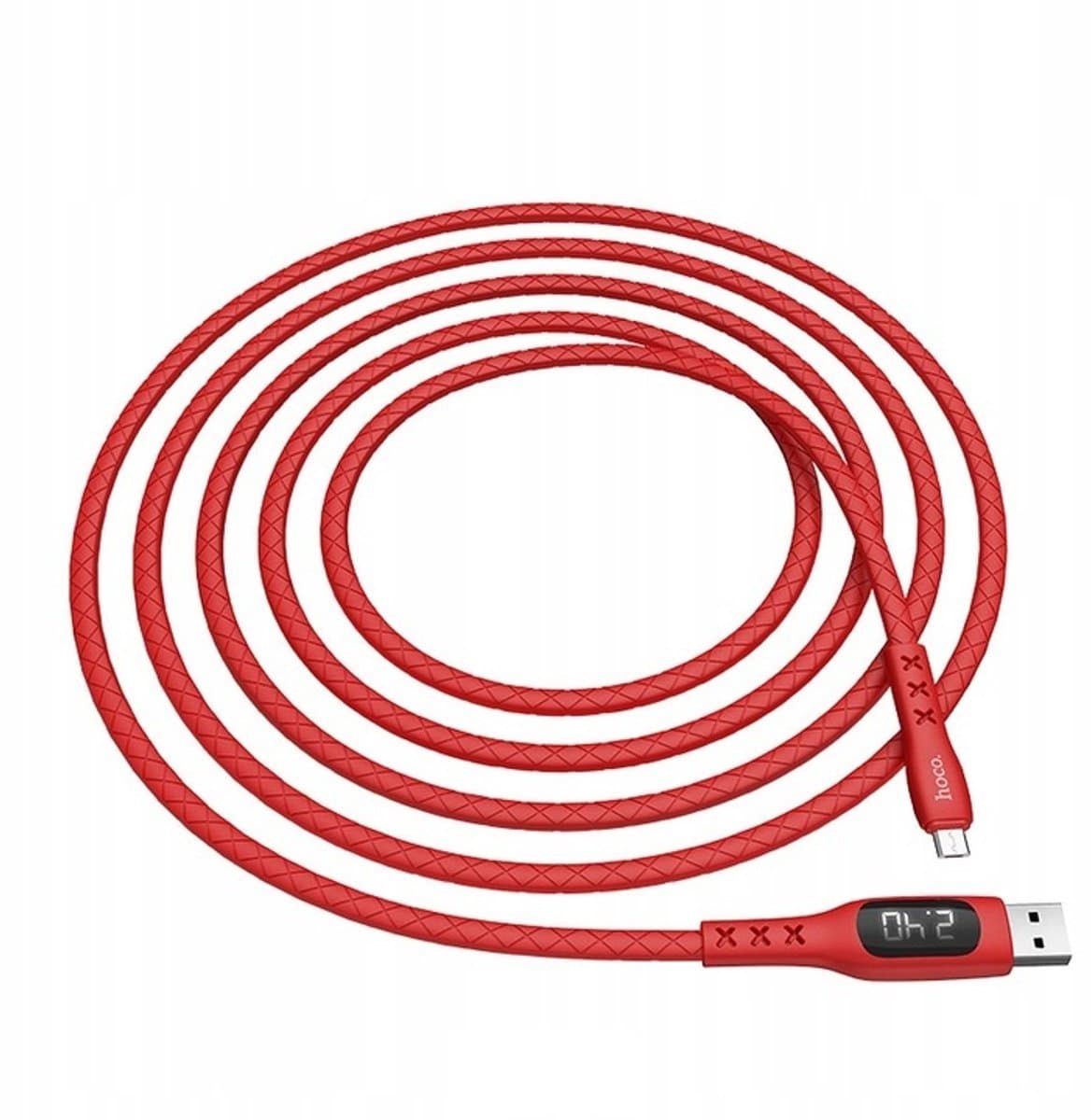 HOCO S6 USB Kabel Sentinel Timing LCD Micro USB - Rood