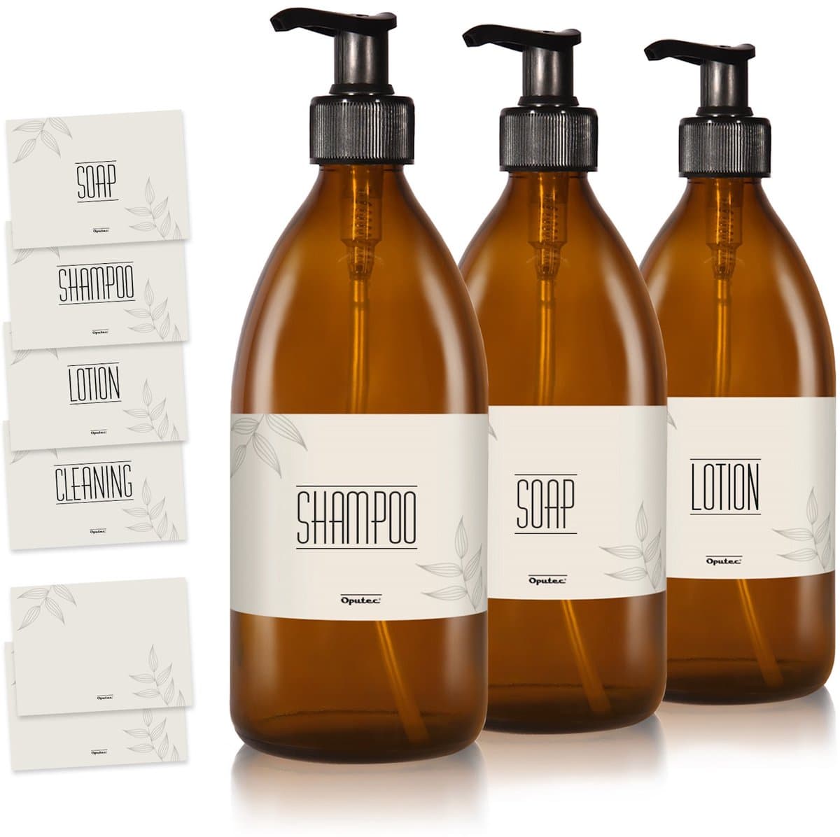 Oputec 3x 500ml Amber Glas – Zeepdispenser Pompflessen – Navulbare Fles – Extra zuinig tot -70%