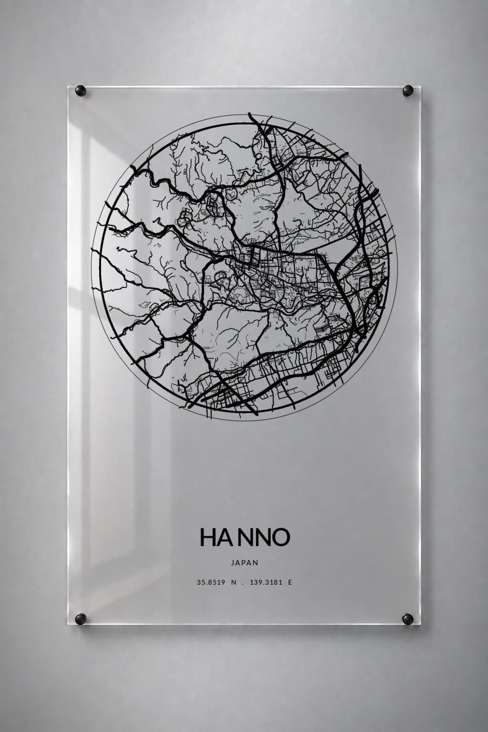 Stadskaart Hannō - Plexiglas 20x30 cm - Orbit City