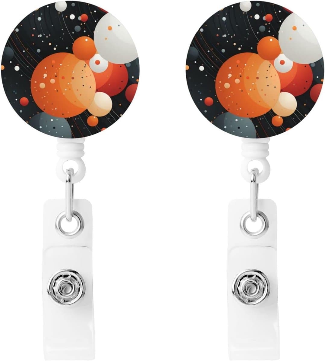 Badgehouders met Clip - ID Kaarthouders - Identificatie Tonen - 360 Graden Draaibare Clip - 58 cm Uittrekbaar - Witte Stippen