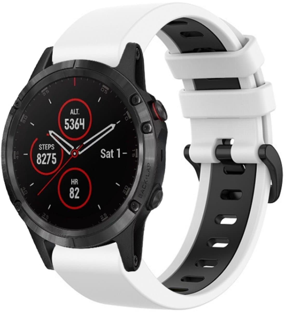 Voor Garmin Fenix 5 Plus 22 mm siliconen sport tweekleurige horlogeband (wit + zwart)