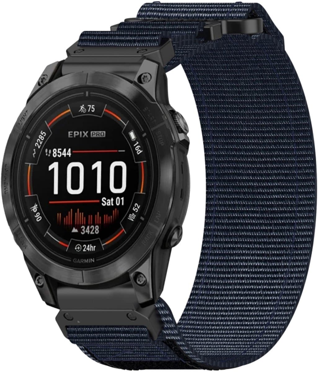 Voor Garmin Epix Pro 51 mm 26 mm nylon klittenbandsluiting horlogeband (blauw)