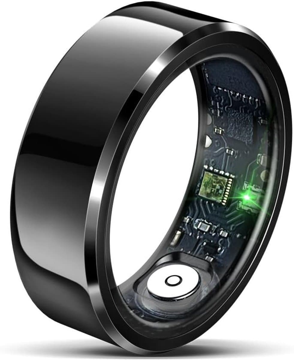 Slimme Ring - Fitness Tracker - Gezondheid Monitoren - Gezinsgegevens Delen - 30 Min Opladen - Zwart