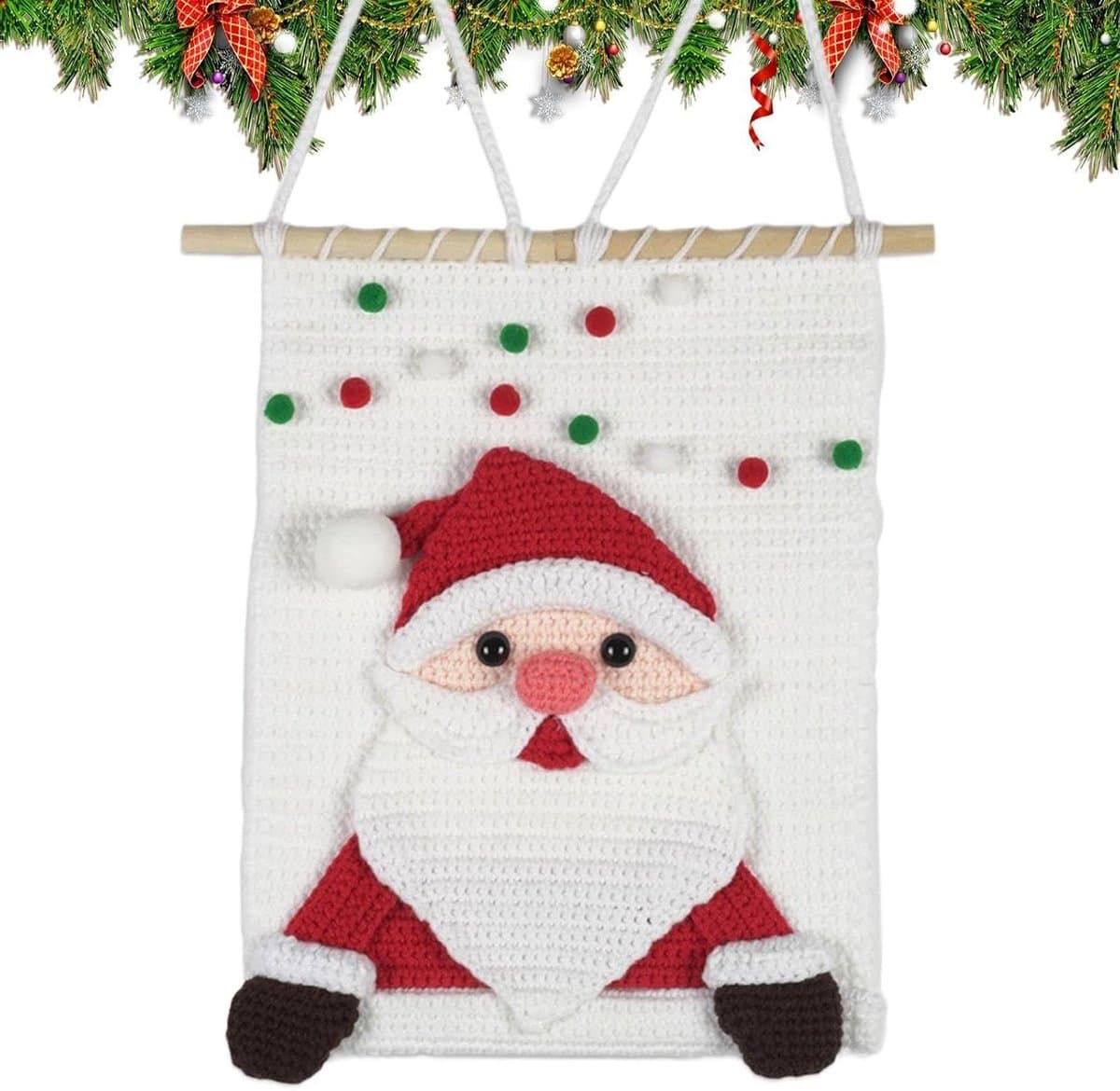 Kerst Haakpakket - Breipakket Tapestry - Feestelijke Decoraties Maken - Compleet voor Beginners - 46.5x25.3 cm - Wit
