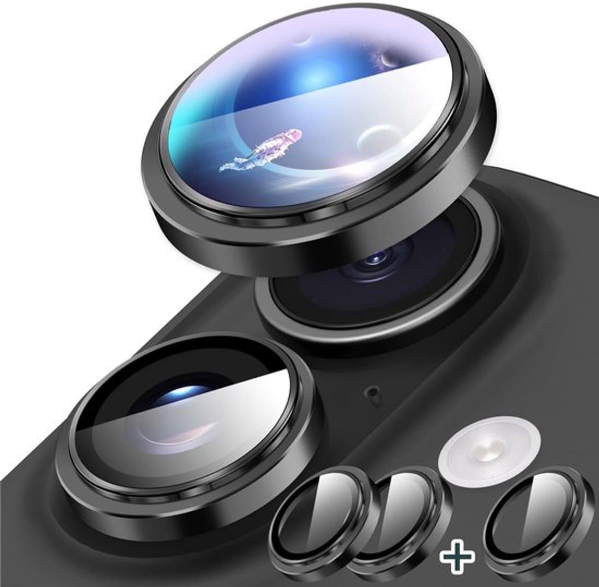 Lensbeschermer HD Glas - Camera Lens Protector iPhone 16/16 Plus - Aluminium Frame - Schokbestendig - Antislip - Versterkte Bescherming