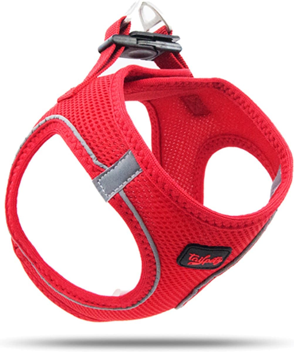 Tailpetz - Air-Mesh Harness - Hondenharnas - Hondentuig - Hondentuigje Kleine Hond - Y Tuig Hond - Harnas Hond - Anti Trek Tuig Hond - Reflecterend - Maat XS - Red